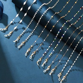 NEW Pearl Line Premium Mask Strap & Glasses Chain (Dual-Purpose Mask/Glasses Accessory) Metal Strap Clear White Pearl 4ea