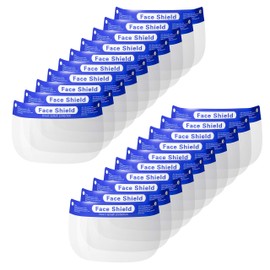 PURE CODE Reusable Safety Full Face Shield Lightweight, Waterproof, Dustproof, Anti-Fog, w/Comfortable Elastic Band and Forehead Cushion For Protection, 20 Pack