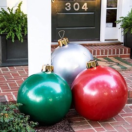 Large Inflatable Decorative Balls 14" 2 Packs, Big Christmas Baubles, Outdoor Garden Party Arrangement Ball, Wedding Festivals Christmas Ornaments，Hanging Holiday Yard Balls Reusable (red, 14")