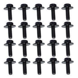 DUSCOKE 20PCS M6-1.0 Hex Head SEMS Body Bolts, Universal Car Bumper Fenders Bolts Automotive Body Screws Fasteners for Splash Shield Under Cover Hood, Diameter 17.8mm Washer (20PCS)