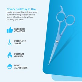 YNR Professional Hairdressing Scissors – Hair Cutting Scissor for Barbers & Salon, Stainless Steel Hair Scissors for Men, Women & Children | (Light Blue) 6 Inches