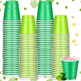 Roshtia 100 Pack 2 oz Valentine's Day Shot Disposable Cups Shot Glasses Small Plastic Cups for Christmas, New Year Party, Wedding, Beer Taste Serving, Snacks(St. Patrick's Day Color)
