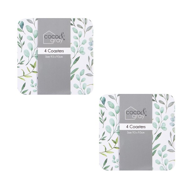 YöL Set of 8 Eucalyptus Drinks Coasters Tea Coffee Table