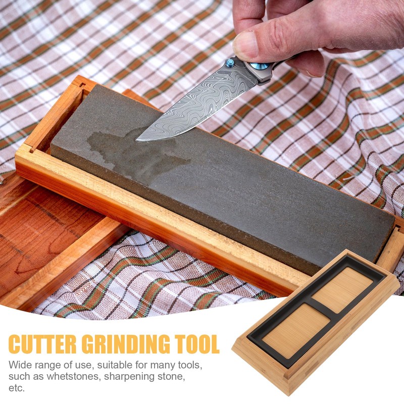 Whetstone Sharpening Stone Storage Holder bamboo whetstone rubber 1 Set