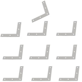 10Pcs Flat L Corner Bracket 80mm x 80mm Stainless Steel Joining Brace Brackets Mending Plates for Wood Shelf Cabinet Table Chair (Silver)