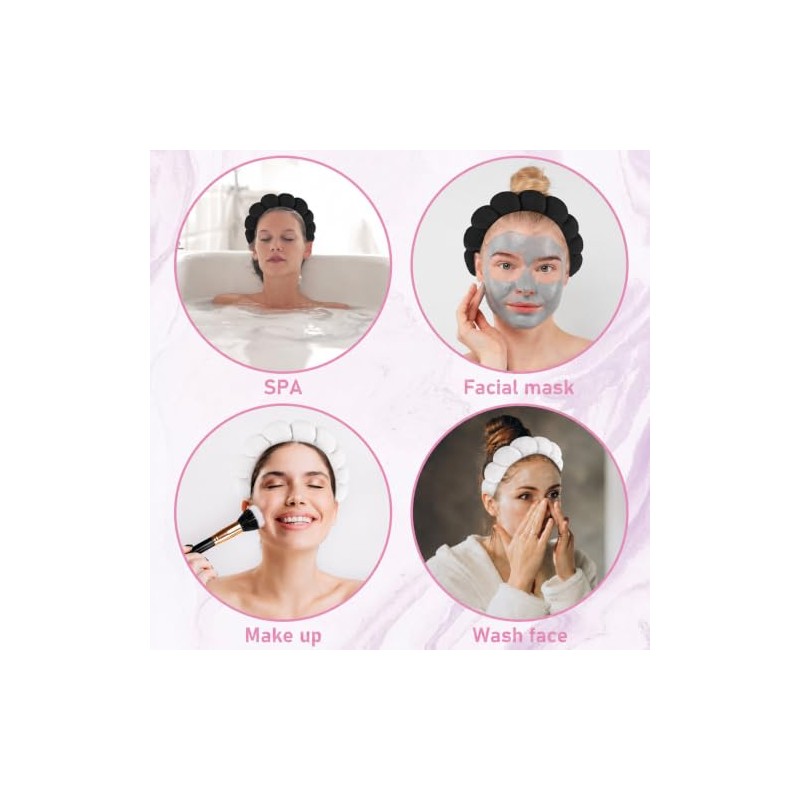 YUXIANLB Spa Headbands for Women (Black&White, One Size)