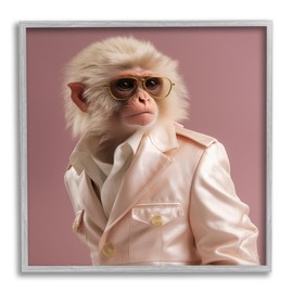 Stupell Industries Fashionable Monkey Portrait Framed Giclee Art by Roozbeh