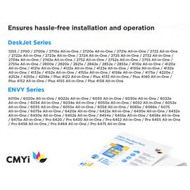 CMYi 67XL Replacement Combo Pack Ink Cartridges for HP DeskJet 1255 2700 2710e 2720e 2721e Plus 4122 4140 4152 4155 4158 Envy 6010e 6020e 6022e 6030 Pro 6420 6430 6452 6455 6458 (2 Black, 1 Color)