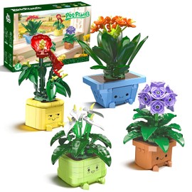 Kit de construcción de flores para adultos, 614 piezas botánicos, juguetes de construcción de plantas felices para suculentas colección botánica para decoración de computadora de oficina en