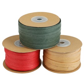 CCINEE 984ft Raffia Paper Ribbon,Red Green Brown Kraft Ribbon Gift String Packing Paper Twine for Christmas Gift Wrapping DIY Craft Supply