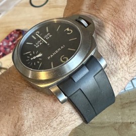 02Straps 24mm BLACK Vulcanized Caoutchouc rubber Strap Panerai Luminor Marina BEST RUBBER