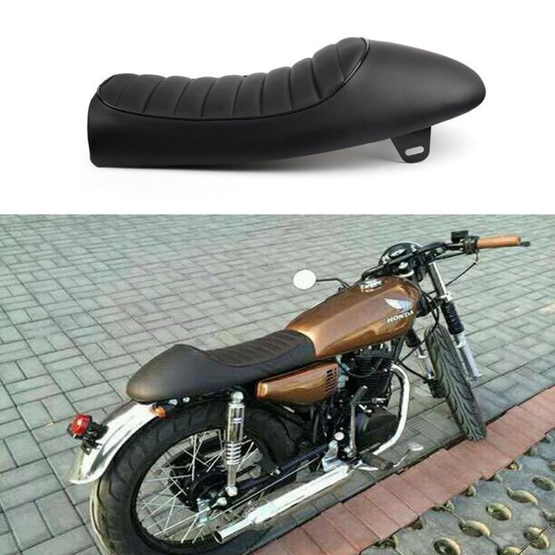 Black Vintage Cafe Racer Hump Seat Retro Saddle For CB