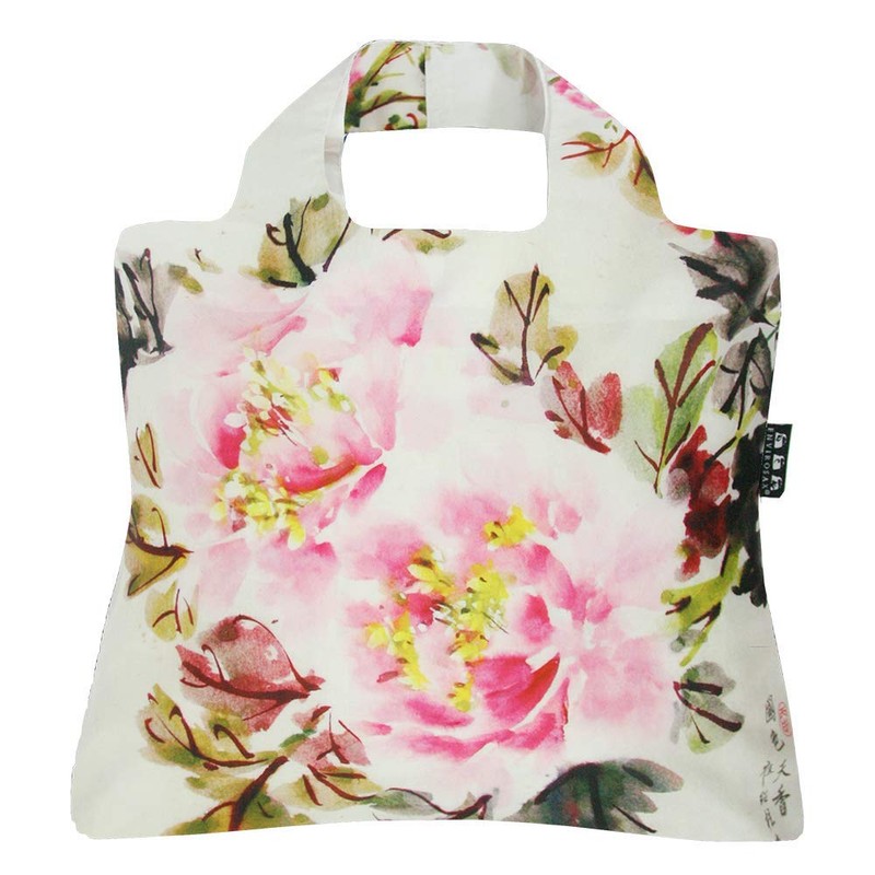 Envirosax Reusable Grocery Bags, Set of 5, Multicolored Peony Design