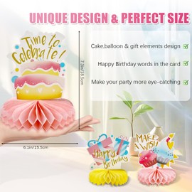 Birthday Party Honeycomb Centerpieces, 9 PCS Happy Birthday Party Decorations Double-sided Colorful Birthday Party Baby Shower Table Centerpieces Table Topper Signs for Kids Girls Boys Party Decor