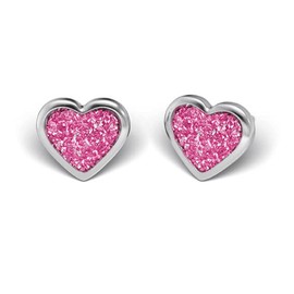Sensitive by Studex, glitter heart stud earrings, 6 mm, surgical steel, 5 variants, Stainless Steel