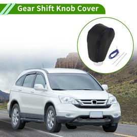 HOPESPANNER Gear Shift Knob Cover for Honda CR-V 2015-2016 Anti-Slip Black Blue Stick Shifting Handle Protector Faux Leather 1 Pc