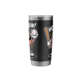 Home Run Cartoon Peach Baseball Sports Fruit Humor Stainless Steel Insulated Tumbler