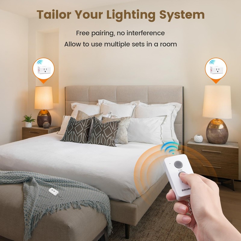 SURAIELEC Remote Control Outlet, Wireless Light Switch - Keychain Remote,