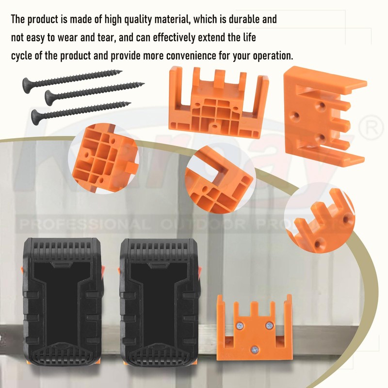 8-Pack Battery Wall Mount Holder & Drill Tool Mount -