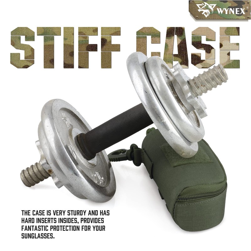 WYNEX Tactical Molle Glasses Pouch, Tactical Eyeglasses Hard Case Shockproof