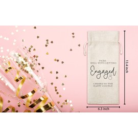 Engagement Wine Gift Bag, Wine Bag for Getting Married, Engagement, Bride and Groom, Couples, Her, Him, Wedding, Save the Date Wedding, 1 Pc Burlap Wine Bottle Cover Bag (a19)