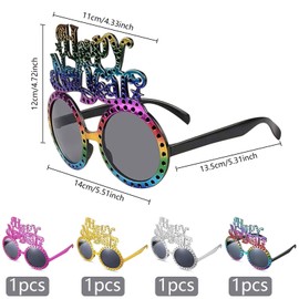 4 x 2024 Happy New Year Glasses, New Year's Eve Glasses for New Year's Party, Funny Party Glasses, New Year's Eve Party Decoration Glasses, Photo Booth Glasses for Costume Party Adults and Children