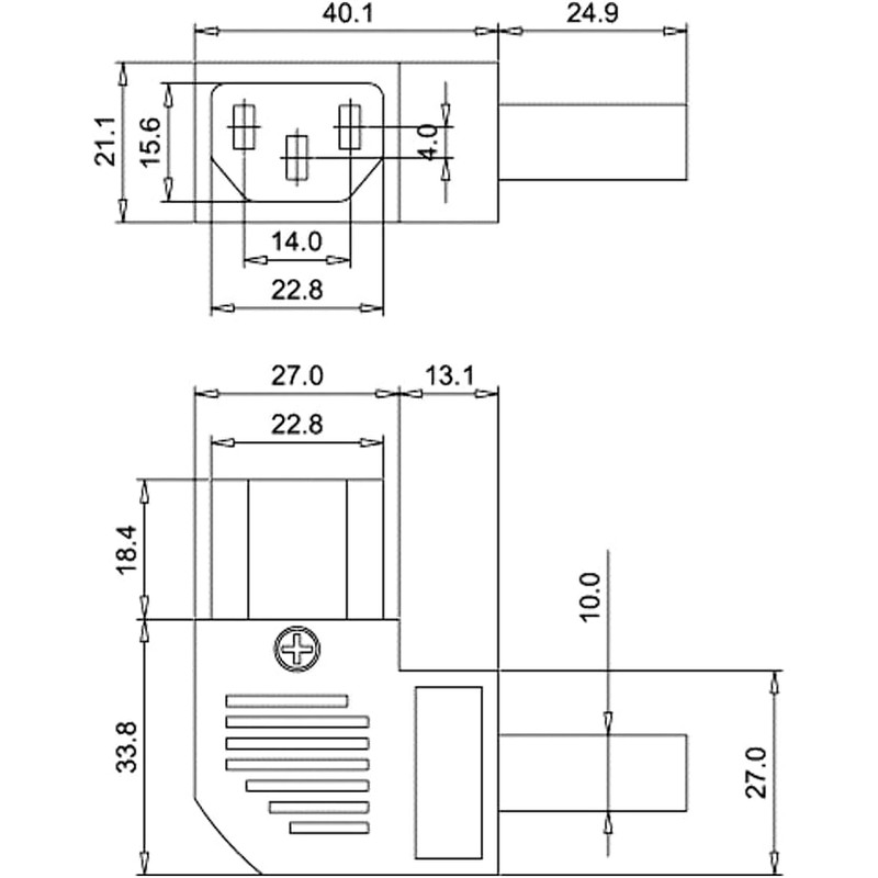 Toptekits IEC C13 Right Angle IEC Connector,IEC 320 C13 Female
