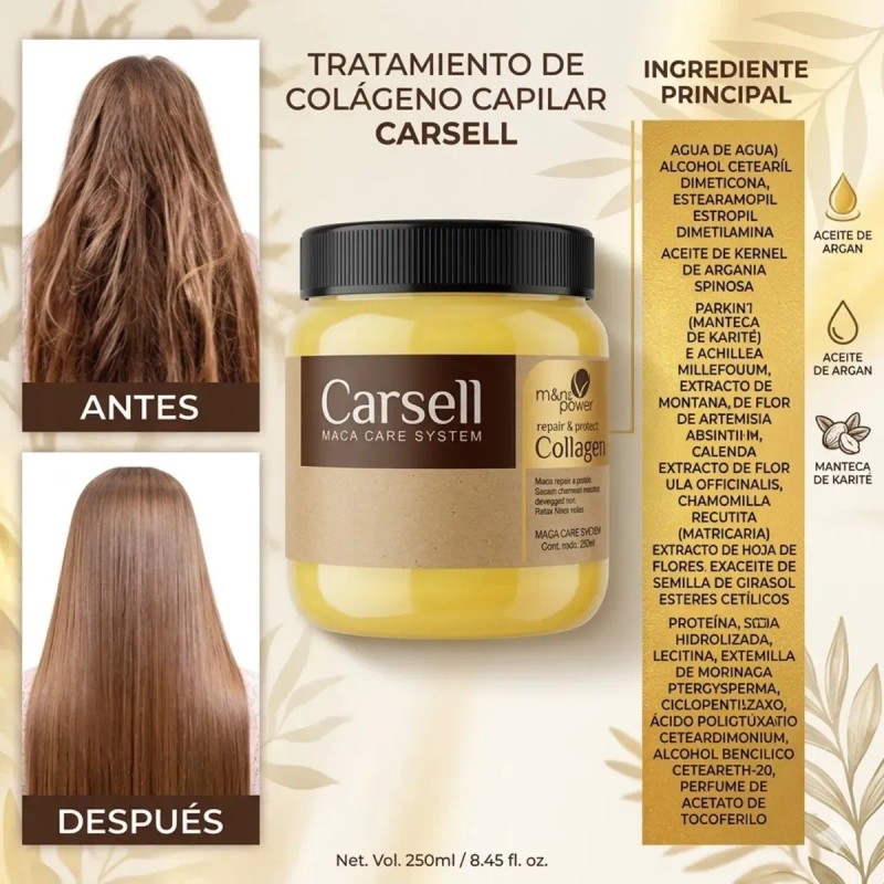 Carsell Colágeno Mascarilla Restauradora Para Cabello Dañado