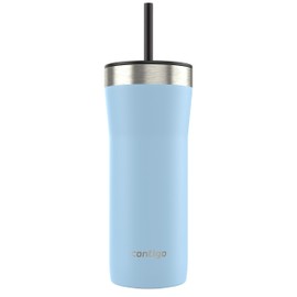 Contigo Streeterville Stainless Steel Tumbler with Plastic Straw and Splash-Proof Lid, Glacier, 32 oz (946 mL)