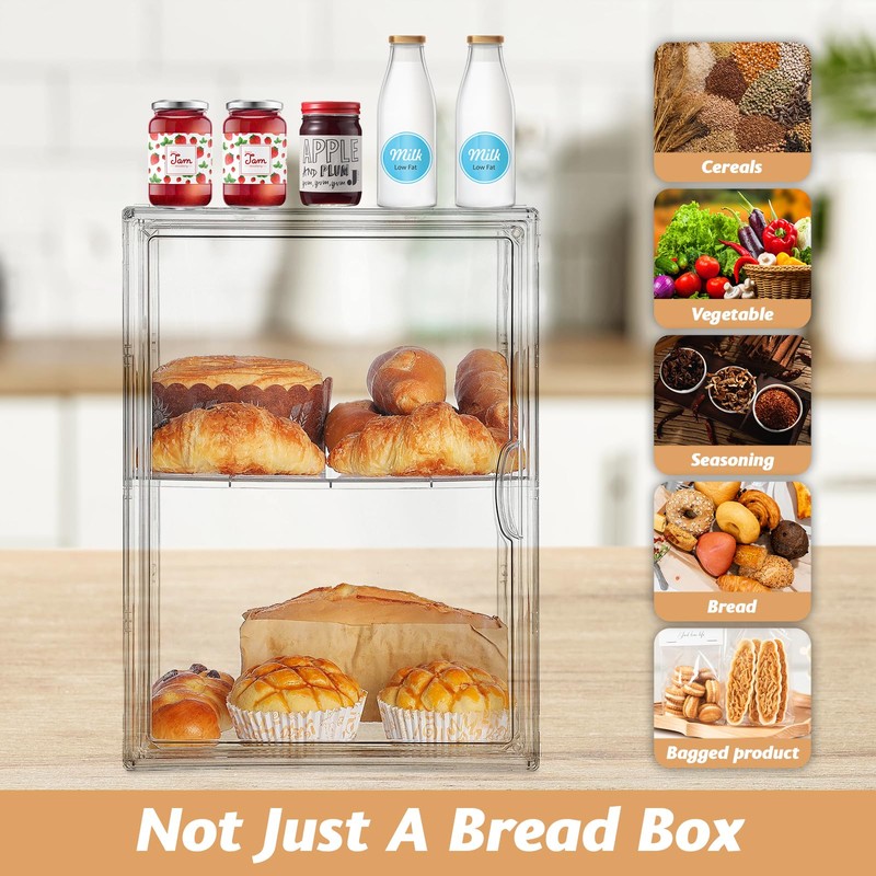 Large Bread Box for Kitchen Countertop, Pantry Organizers and Storage