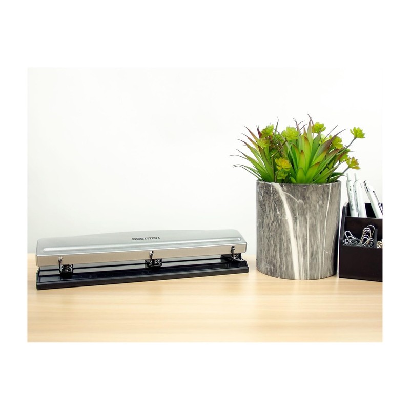 Bostitch Office Premium 3 Hole Punch, 12 Sheet Capacity, Metal,