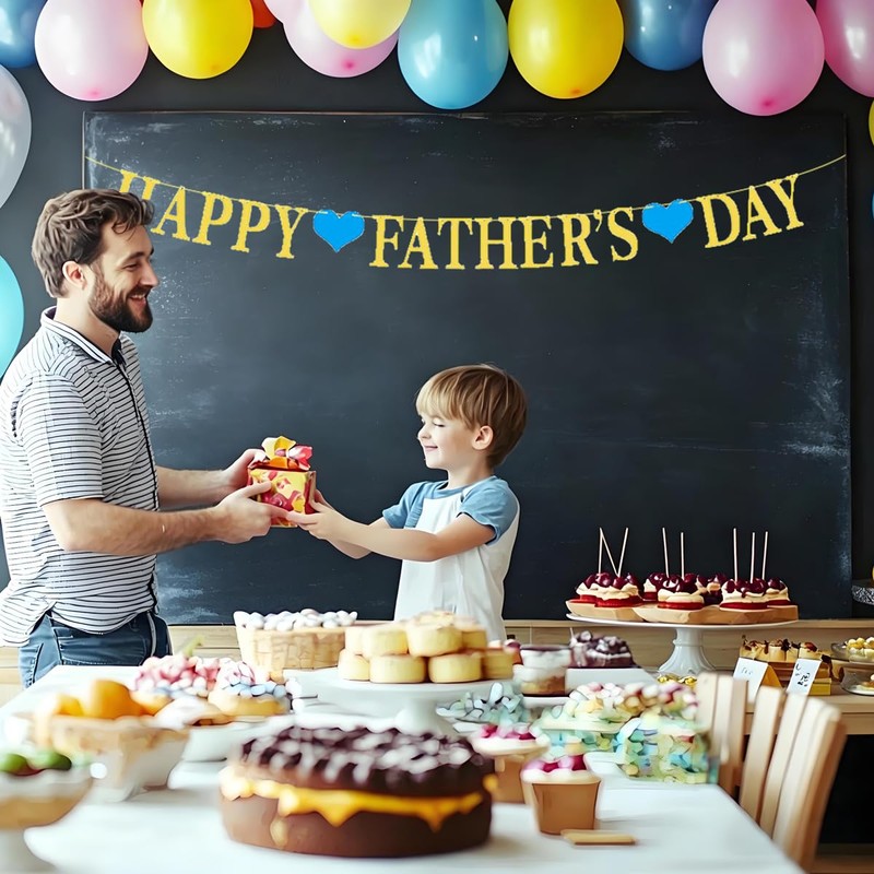 Happy Fathers Day Banner Gold Fathers Day Banner for Fathers