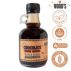 WOOD'S Chocolate Cherry Cordial Infused Maple Syrup – Decadent Vermont Maple Syrup with Dark Cocoa & Succulent Cherries | Small-Batch, All-Natural, Vegan-Friendly Syrup for Breakfast, Desserts & Cocktails | 8.45 Fl Oz