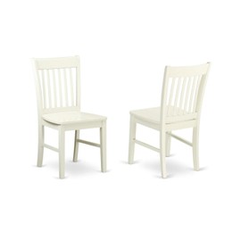 East West Furniture NFC-LWH-W Norfolk Dining Room Slat Back Solid Wood Seat Chairs, Set of 2, Linen White