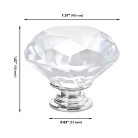 MAKTSAM 20PCS Clear Crystal Door Knobs, 40 mm Crystal Door Drawer Knobs, K9 Crystal Diamond Handles for Cabinets, Drawers, Doors