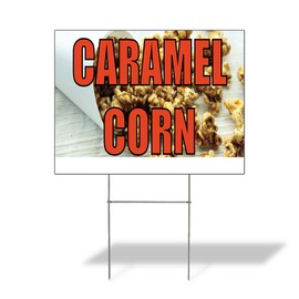 Fastasticdeals Weatherproof Yard Sign Caramel Corn Outdoor Advertising Printing C White Lawn Garden Candy Stores 24x18 Inches 1 Side Print