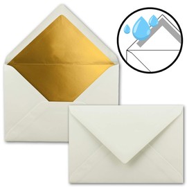 10 x B6 envelopes with gold inner lining, 12.5 x 17.6 cm, natural white, wet seal, FarbenFroh by Gustav Neuser