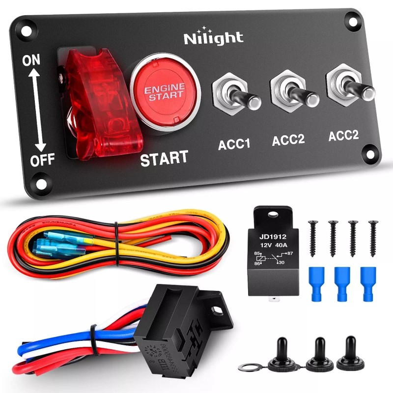 Nilight Ignition Switch Panel 12V 5 in 1 Rocker Switch