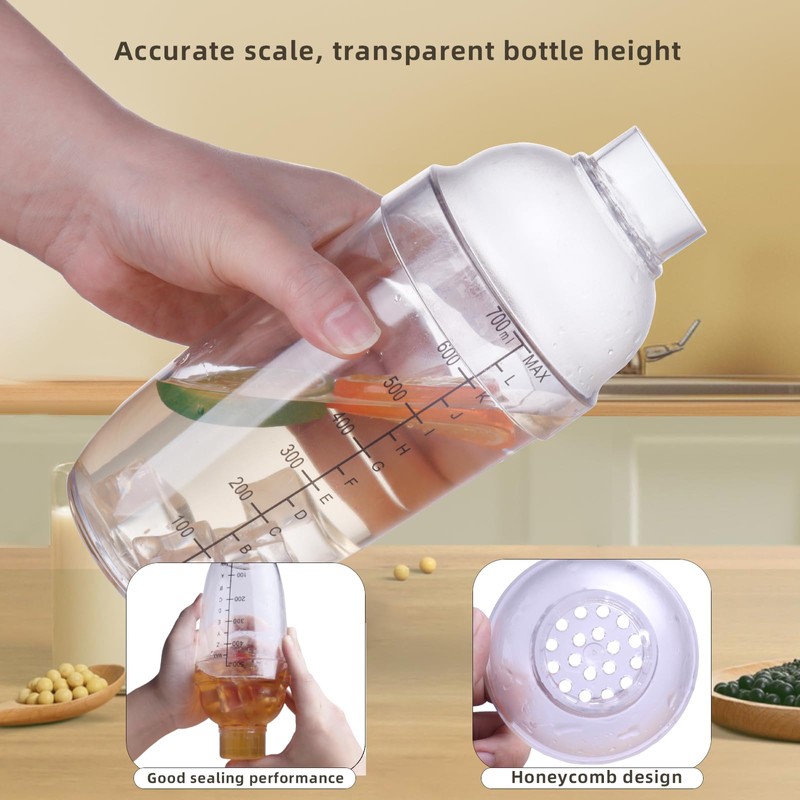 Plastic Bar Cocktail Shaker with Measuring Jigger Set,Hand Drink Mixer