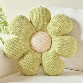 Xuyier Flower Shaped Throw Pillow,Soft Daisy Pillow with Decorative Pillows for Bed Couch Chair Floor, Flower Plush Pillows for Living Room Bed Room Seat Cushion(14.9" Sage Green)