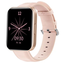 Blueshaweu Compatible for RUIMEN Smart Watches Band, Soft Classic Genuine Leather Replacement Strap Watchband Compatible with RUIMEN D1 1.85" / H1 1.69" Smart Watches (Pink)