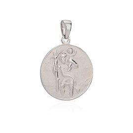 NKlaus 18.5 mm 9718 Saint Christopher Pendant 925 Silver Partially Matt, Silver