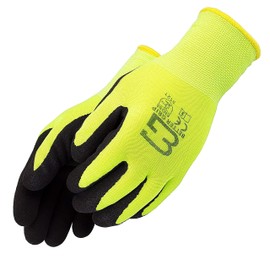 Better Grip BGWANS Safety Winter Insulated Double Lining Rubber Coated Work Gloves, 3 Pairs/Pack (Extra Large, Hi-Vis Lime)