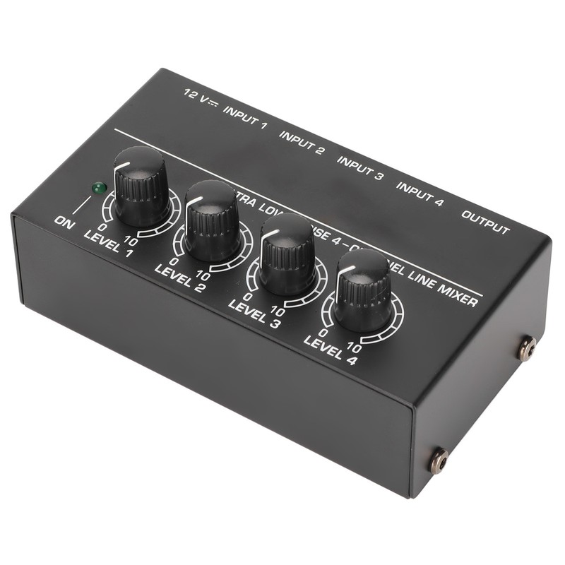 4 Channel Line Mixer Stereo Compact Low Noise Adjustable Volume