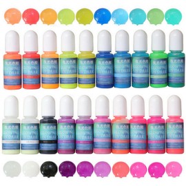 20 Colours Luminous Epoxy Resin Pigment Glow in Dark Liquid Colourant, Each 10g 10ml 0.35oz