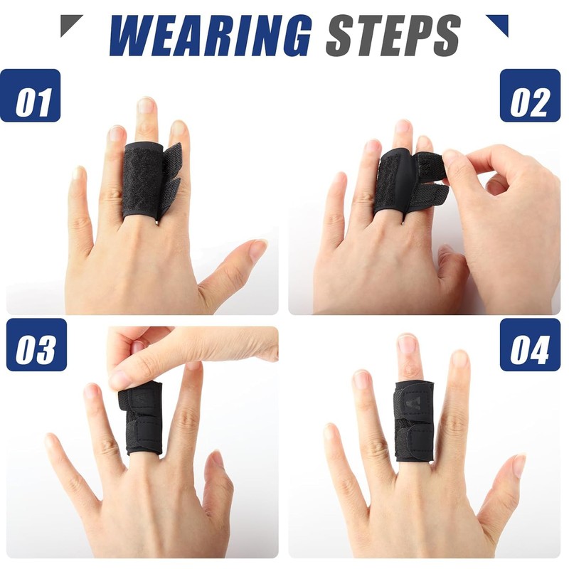 Vanzen Finger Splints, 2 Pack Neoprene Finger Buddy Straps, No