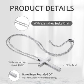 Cross Necklace Men Women,Silver Cross Necklace,Stainless Steel Pendant Suitable for Mother's Day Gifts,Birthday Gifts, Wedding Anniversary Gifts