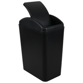 Yarebest 1 Pack 16 Liter Slim Swing Lid Garbage Can, Bathroom Trash Can with Lid, Black