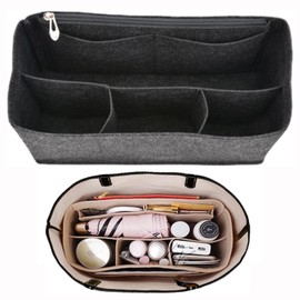 QOOWFEANIG Organizer Insert for Tote Bag Softened Felt Bag Insert Organizer Purse Organizer Insert storage Container Makeup Organizer Inner Rubber Beach Bag Organizer Liner For Speedy, Tote, Handbag