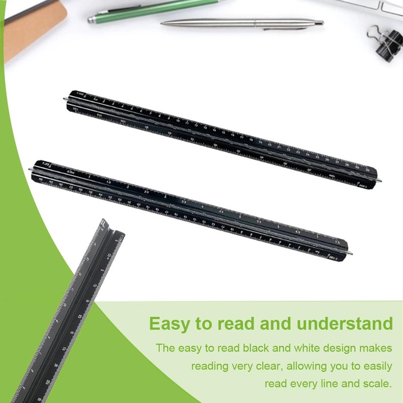EIHI 1 x 30 cm long aluminium ruler triangular, triangular